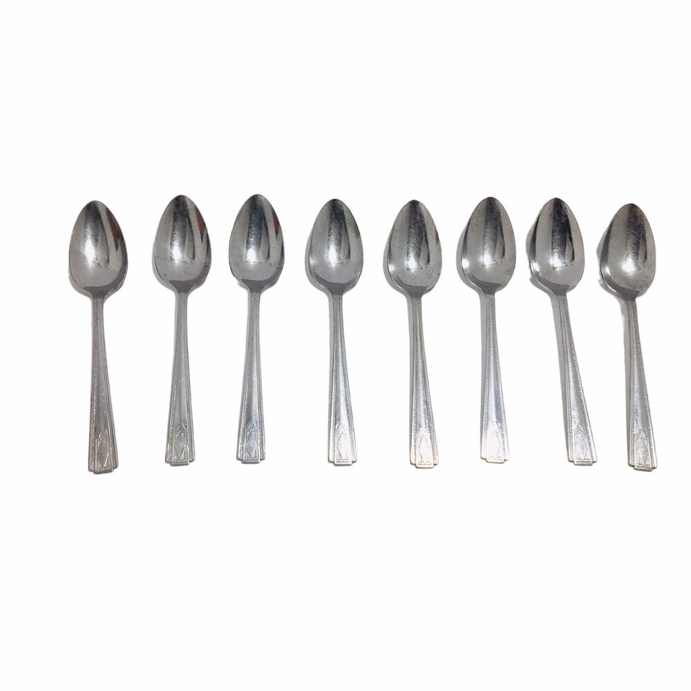 Vintage NASCO Silver Plated Teaspoons 8 Perma Brite USA Teaspoons Length: 6 in